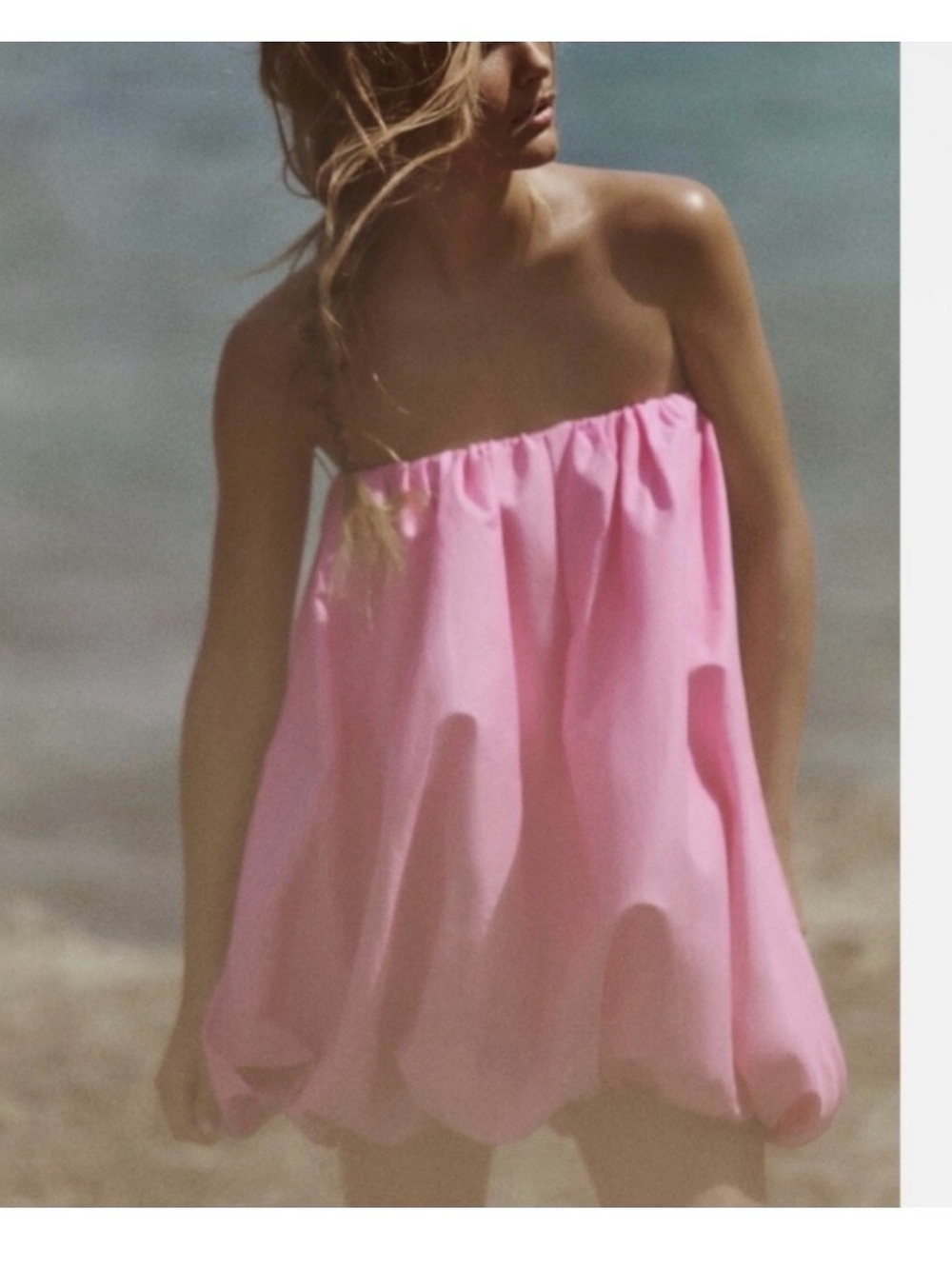 #10 Zara Pink Strapless Bubble Hem Dress